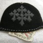 A&G : F6H-C10BLK VINTAGE CEMETARY CROSS CASHMERE BEANIE CAP - BRAND NEW WITH TAGS