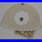 A&G : F6H-C11IVY VINTAGE FANCY SILVER FLEUR DI LIS CASHMERE BEANIE CAP - BRAND NEW WITH TAGS