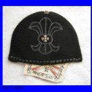 A&G : F6H-C16BLK VINTAGE FLEUR w/SILVER CELTIC CROSS CASHMERE BEANIE CAP - BRAND NEW WITH TAGS