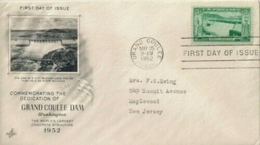 FDC Scott # 1009 / Cachet 1952 /  Grand Coulee Dam