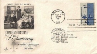 FDC Scott # 1186 / Cachet 1961 /  Workmen's Compensation
