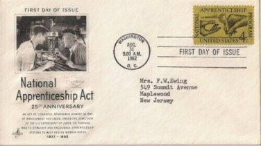 FDC Scott # 1201 / Cachet 1962 /  National Apprenticeship Act