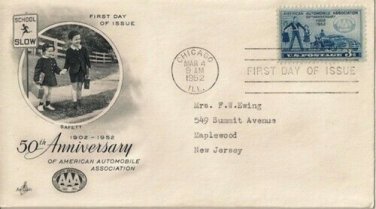 FDC Scott # 1007 / Cachet 1952 /  American Automobile Assc.