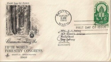 FDC Scott # 1156 / Cachet 1960 /  Fifth World Forestry Congress