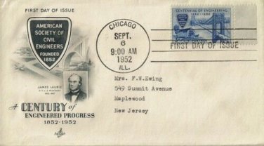 FDC Scott # 1012 / Cachet 1952 /  Century of Engineered Progress