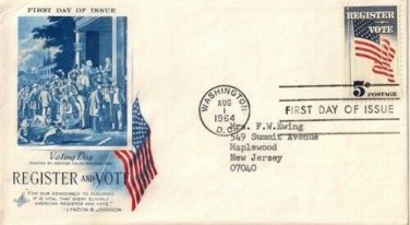 FDC Scott # 1249 / Cachet 1964 /  Register To Vote