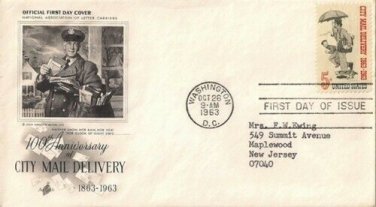 FDC Scott # 1238 / Cachet 1963 /  City Mail Delivery