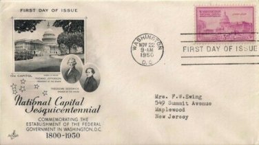 FDC Scott # 992 / Cachet 1950 /  U.S. Capitol Building