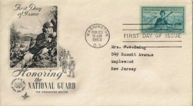 FDC Scott # 1017 / Cachet 1953 / The National Guard