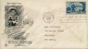 FDC Scott # 1024 / Cachet 1953 / Future Farmers of America