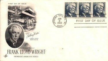 FDC Scott # 1280 / Cachet 1966 /  Frank Lloyd Wright  (Strip of 3)