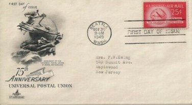 FDC Scott # C44 / Cachet 1949 /  Universal Postal Union