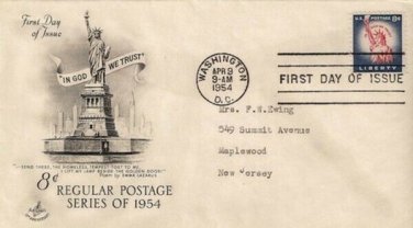 FDC Scott # 1041 / Cachet 1954 / Regular Postage Series of 1954