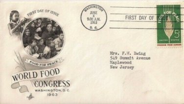 FDC Scott # 1231 /  Cachet 1963 /  World Food Congress