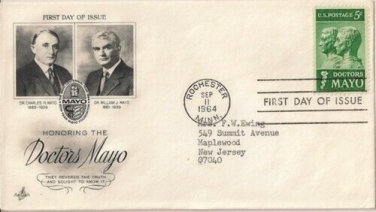 FDC Scott # 1251 /  Cachet 1964  /  Honoring The Doctors Mayo