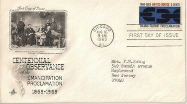 FDC Scott # 1233 /  Cachet 1963 /  Emancipation Proclamation