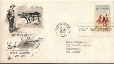 FDC Scott # 1187  /  Cachet 1961  /  Frederic Remington