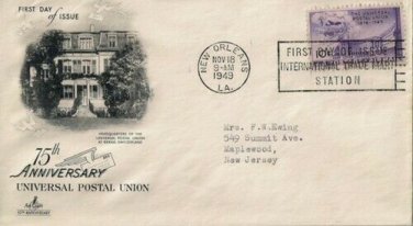 FDC Scott # C42 (Air) /  Cachet 1949  /  Universal Postal Union