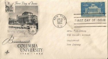 FDC Scott # 1029 / Cachet 1954 /  Columbia University