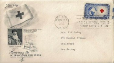 FDC Scott # 1016 /  Cachet 1952 / International Red Cross