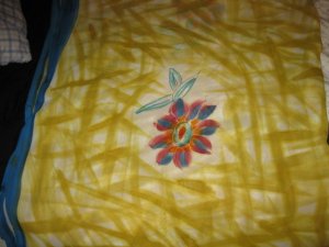 Yellow Sari with Floral Design