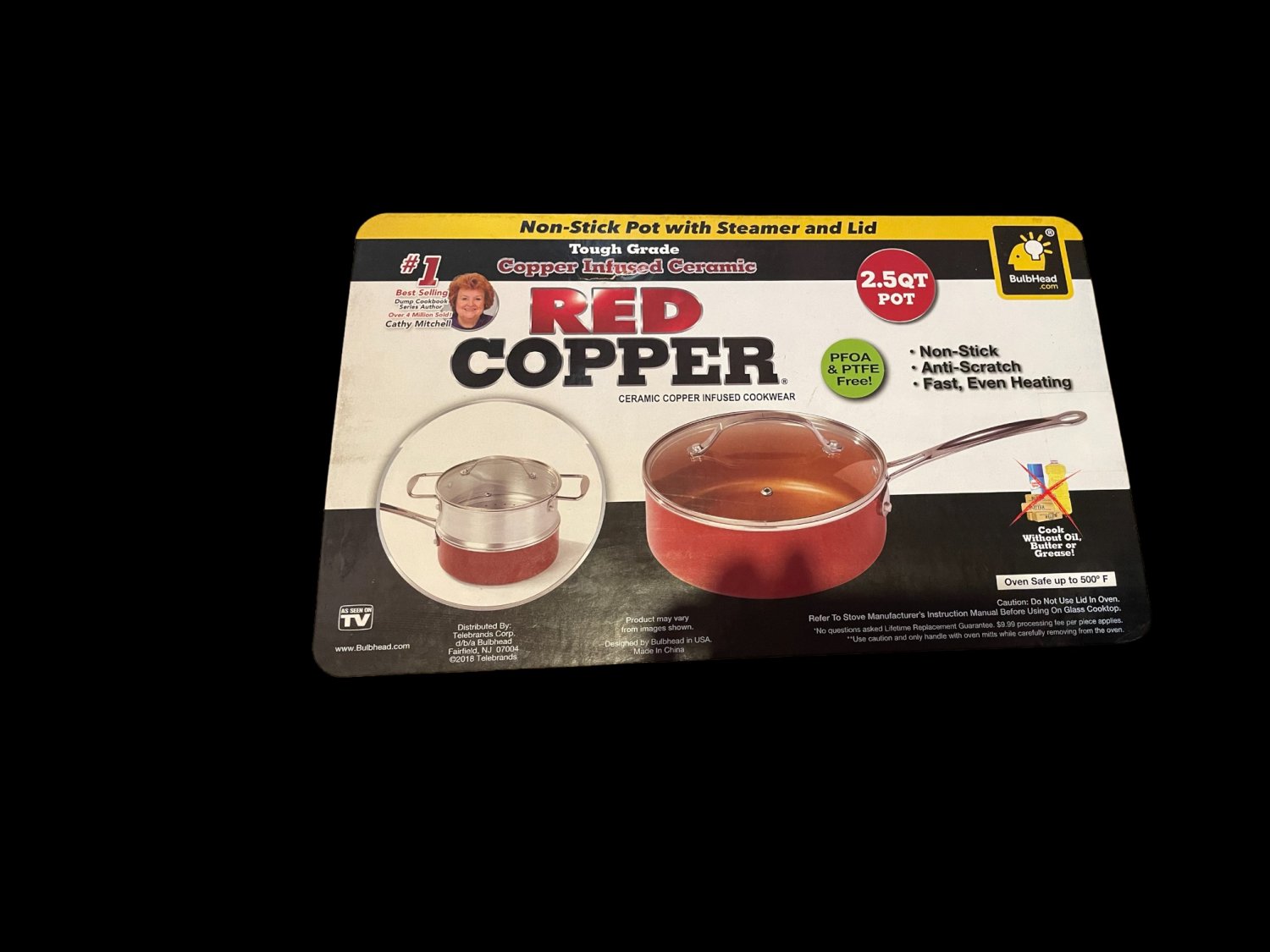 Bulb Head Red Copper 2 PC Copper-Infused Ceramic Non-Stick Cookware Set 1368345390