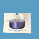 Harmony Collection 4 QUART BLUE NONSTICK POT With Glass Led  75025394097