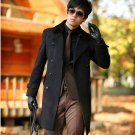 Mens Double Breasted Slim Wool long Peacoat coat BLACK - M/L/XL - Japan / Korea Fashion [Z09101801]
