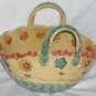 Ita Lica Ars Handled Basket Serving Bowl Hand Painted Farm House Decor Italy New