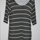 Charcoal With White Stripes-Pink Rose Brand-Sz XL (Runs Small) Scoop Neck