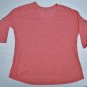 Stylus Raglan 3/4 Sleeve Short in Front Long in Back Knit Top-Sz M Coral