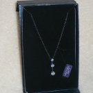 Black Sterling Silver Necklace with 3 Tier CZ in Magnetic Jewelry Gift Box