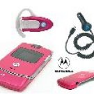 Motorola V3 "Pink" Razr Bluetooth Combo + Car Charger