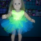 AMERICAN GIRL doll clothes- CHARTREUSE leotard/gymnastics and TUTU