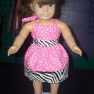 Hot Pink Polka Dot Dress with Zebra Accents - 18" Doll Clothes