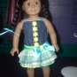 Denim Dress with Ruffles - Lime and Turquoise - 18" Doll clothes