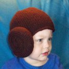 Princess Leia Hair Bun Hat, Star Wars, Hand Knit - Free USA Shipping!