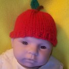 Newborn, reborn, American Girl size Apple Hat, Hand Knit - Free USA Shipping