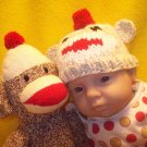 Newborn, Reborn, American Girl size Sock Monkey Hat, Hand knit - Free USA Shipping!