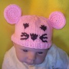 Infant, Baby size Mouse Hat, Hand knit - Free USA Shipping!