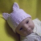 Infant, Baby size Cat Hat, Hand knit - Free USA Shipping!