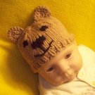 Newborn, reborn, American Girl size Bear Hat, Hand Knit  - Free USA Shipping