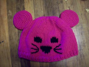 Child Size Mouse Hat, Hand Knit - Free USA Shipping!