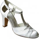 Women's White Satin 1930s T-Strap - Synthetic Sole by Aris Allen