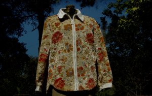 Tapestry & White Leather Jacket