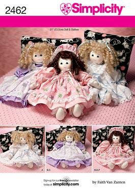 Simplicity 2462 Stuffed doll and clothes sewing patterns