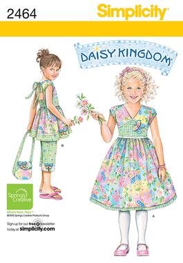 Simplicity 2464 Daisy Kingdom 3-8 Child's dress, top, Capri pants and purse