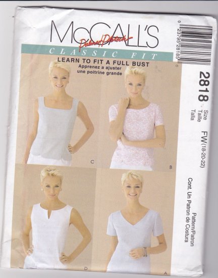 McCalls 2818 Classic Fit Tops 18-22