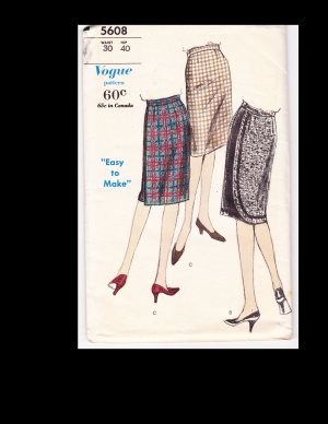 Vogue 5608 Vintage 60's Easy Make Wrapped Back Skirt