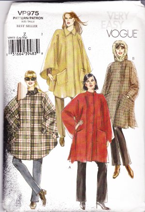 Vogue VP375 Very Easy Vogue Misses Capes Lrg-Xlg